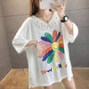 大人可愛い ロング丈 ゆったり 切り替え 三色半袖Tシャツ＜U-8129＞