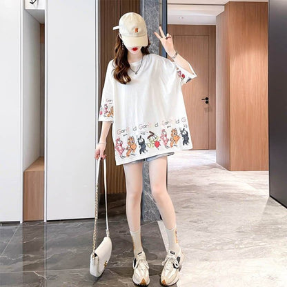 個性的なデザイン 切り替え 一目惚れ プリント Tシャツ カットソー＜U-3620＞