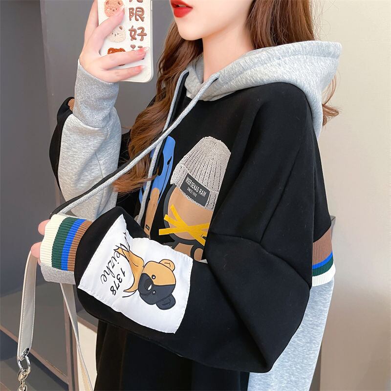 人気上昇中 個性派 スタイルアップ効果抜群 カジュアル 切り替え 2色選択 パーカー<U-9595>