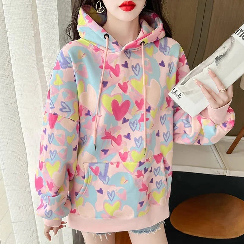 オシャレ度満点 プリント 一目惚れ 長袖 スウェット パーカー トップス＜U-2351＞