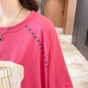 超人気商品 ロング アルファベット プリントTシャツ 三色 ゆったり半袖 ＜U-4019＞