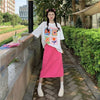 新作 プリント 透かし彫り ゆったり 半袖 Ｔシャツ <U-8089>