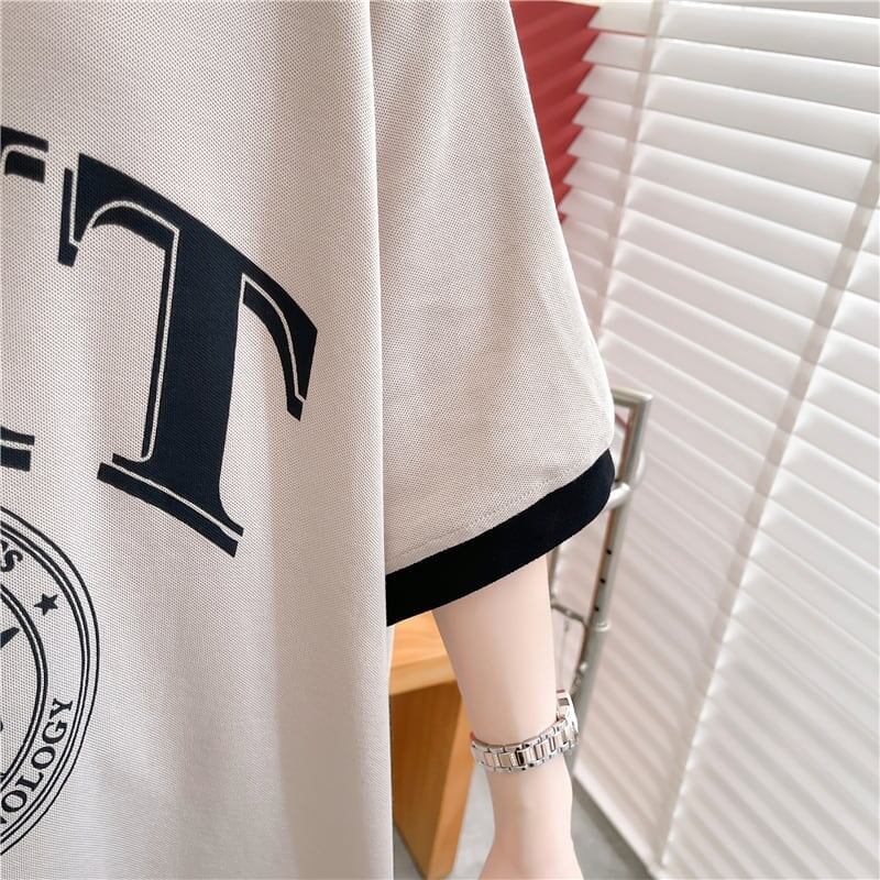 美人度アップ 切り替え ファッション プリント Tシャツ カットソー＜U-3587＞