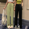 知的で品の良い ハイウエスト 一目惚れ 無地 パンツ ボトムス＜U-3004＞