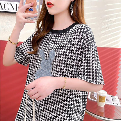 カジュアル 千鳥格子 オシャレ度満点 Tシャツ カットソー＜U-3076＞