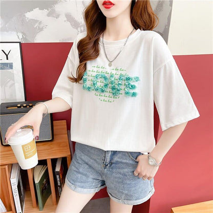 デザイン感 プリント チャーミング Tシャツ カットソートップス＜U-3151＞