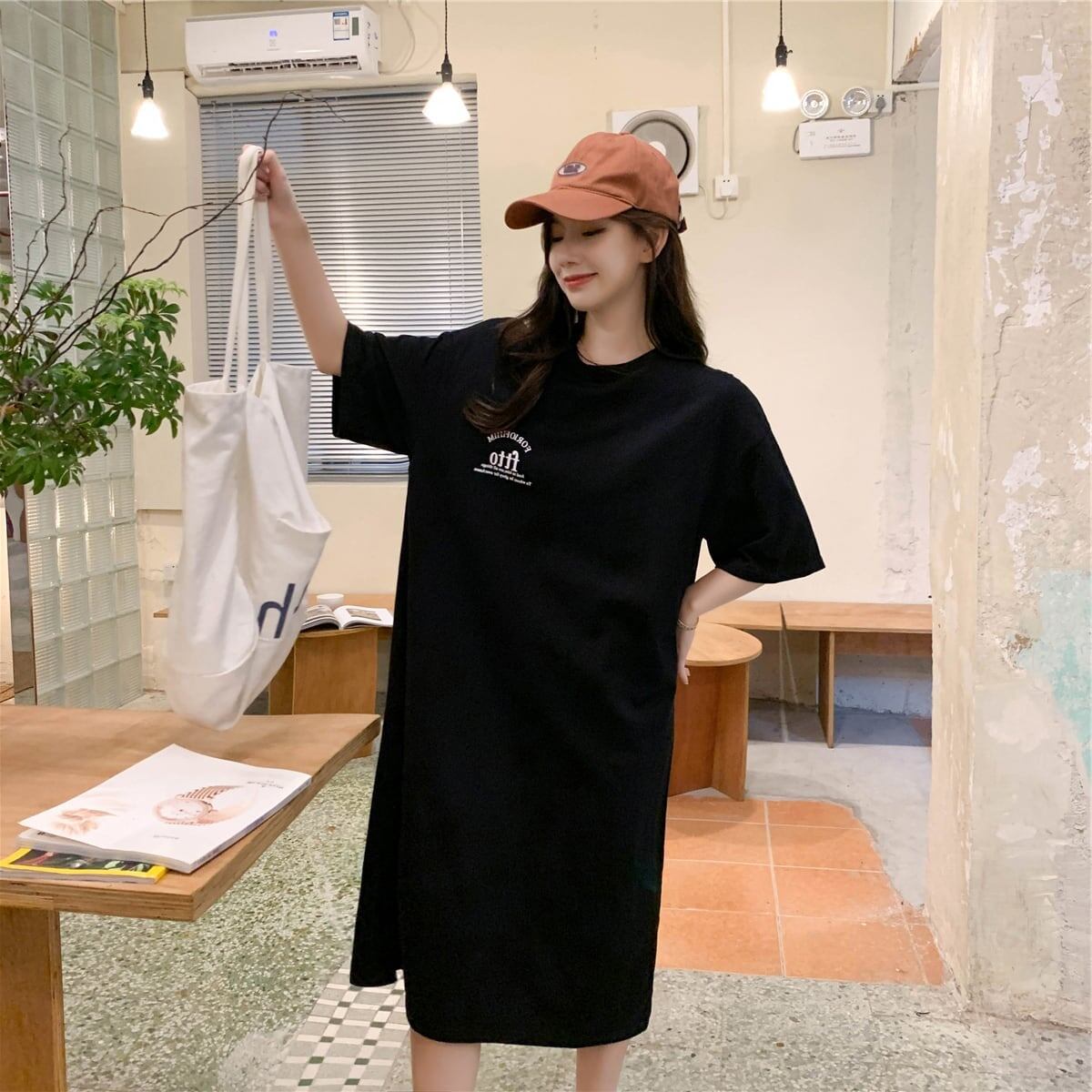 美人度アップ プリント チャーミング Tシャツ カットソー ワンピース＜U-3602＞