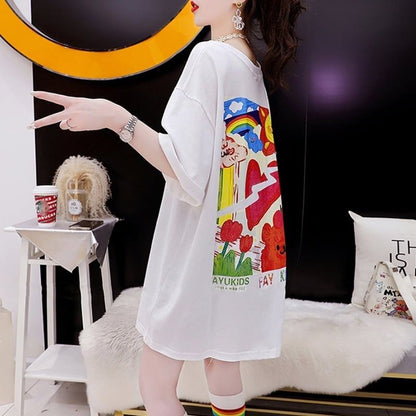 スタイリッシュ 切り替え 一目惚れ プリント Tシャツ カットソー＜U-3531＞