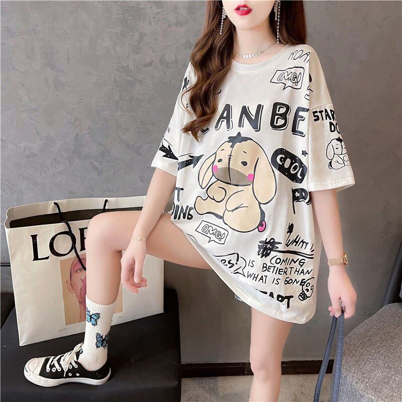 早い者勝ち キュート ファッション ルーズ プリント半袖Tシャツ 全3色<U-4894>
