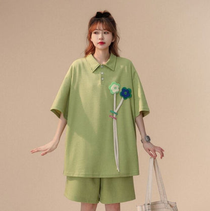 期間限定 ゆったり感アップ ファッション Tシャツ＋ショートパンツ セットアップ＜U-8679＞