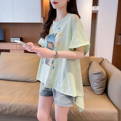 売れ筋 早い者勝ち 絶対流行 カジュアル 2色選択 Tシャツ<U-11444>