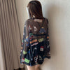 超人気 ルーズ 個性派 日焼け防止に透け感 Tシャツ＜U-8052＞