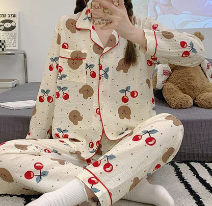 新商品 着心地良い 柔らかくて優しい印象 4種選択 トップス+パンツセット パジャマ<U-9130>