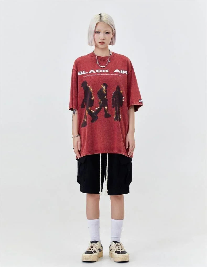 タイドブランド  アメリカンストリート レトロフレームプリントTシャツ<U-2905>