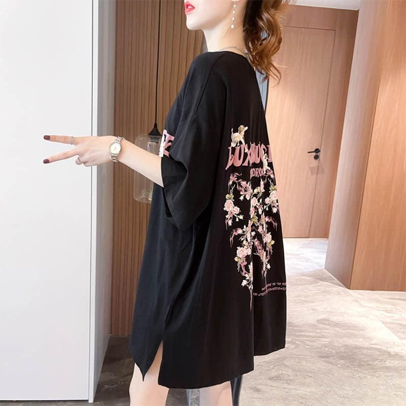 スタイリッシュ 切り替え 一目惚れ プリント Tシャツ カットソー＜U-3619＞