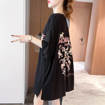 スタイリッシュ 切り替え 一目惚れ プリント Tシャツ カットソー＜U-3619＞