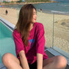 着心地良い プリント アルファベット ロング Tシャツ ゆったり半袖 ＜U-2851＞