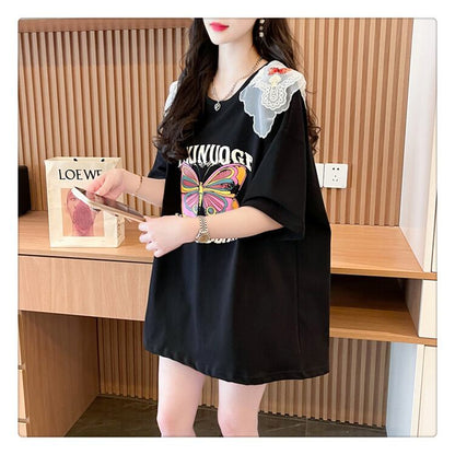 話題沸騰中 プリント ロゴ ゆったり 3色半袖Tシャツ＜U-8316＞