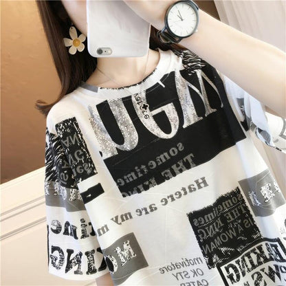 カジュアル ラウンドネック オシャレ度満点 プリント Tシャツ カットソー＜U-2947＞