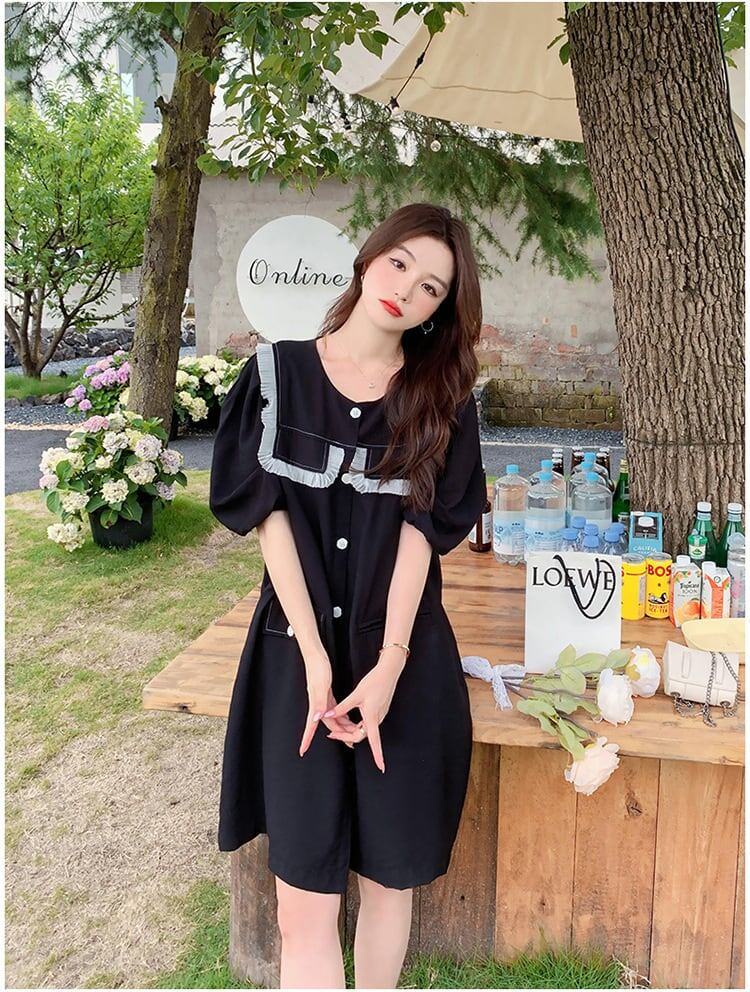 新商品 カジュアル 定番シンプル 切り替え ワンピース<U-8386>