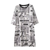 オシャレ度満点 プリント 一目惚れ 切り替え ワンピース Tシャツ カットソー＜U-3122＞