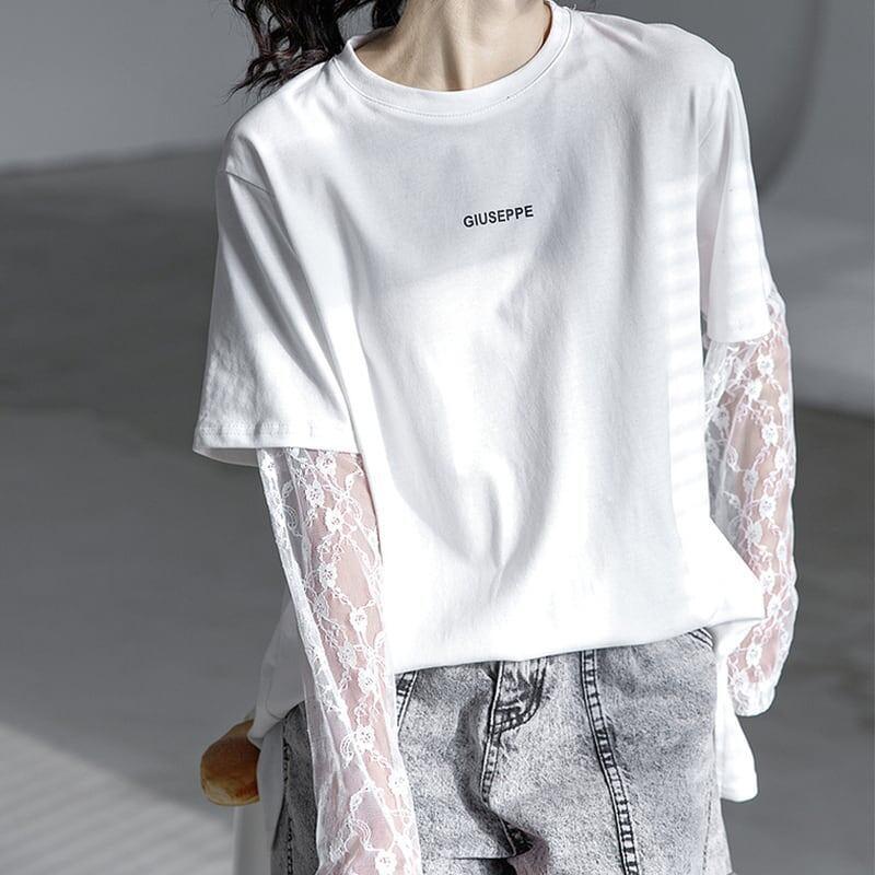 清純甘くて女子力UP 切り替え 美感いっぱい Tシャツ カットソー＜U-3020＞
