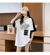 絶対流行 一目惚れ 個性的なデザイン 2色選択可 プリント Tシャツ カットソー＜U-8279＞