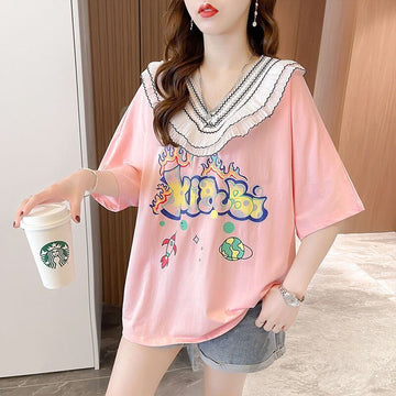 【半額！期間限定！！】オシャレ度満点 キュート 着心地抜群 プリント 全3色 Tシャツ カットソー＜U-8536＞