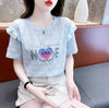 新商品 大人可愛い 話題沸騰中 ホットダイヤモンド 全3色 半袖Tシャツ<U-8868>