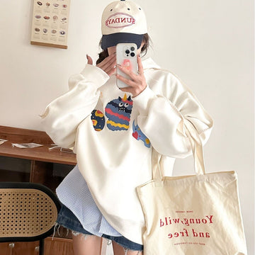 大人可愛い ゆったり 刺?ロゴ パーカ 全4色トップス＜U-4811＞