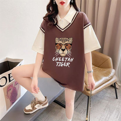 話題沸騰中 レイヤード風 オシャレ度満点 6色選択可 Tシャツ カットソー＜U-8362＞
