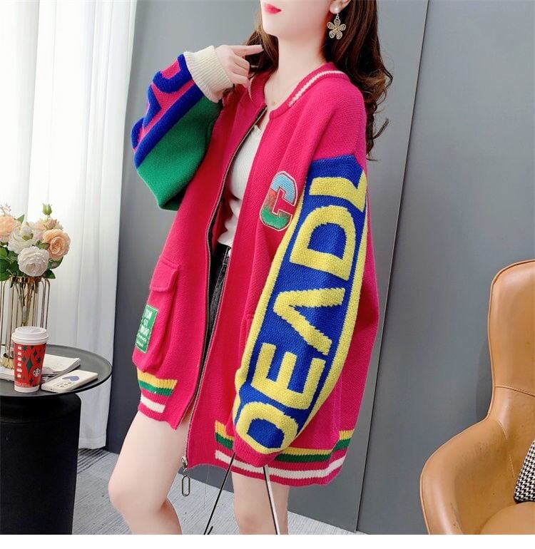 気質満点可愛いロゴニットカーディガン全3色＜U-4531＞