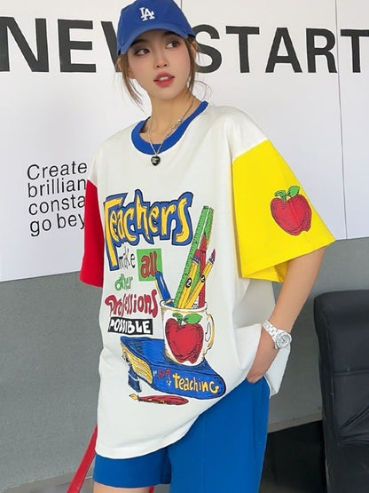 【半額！期間限定！！】カジュアル ルーズ キュート Tシャツ<U-6611>