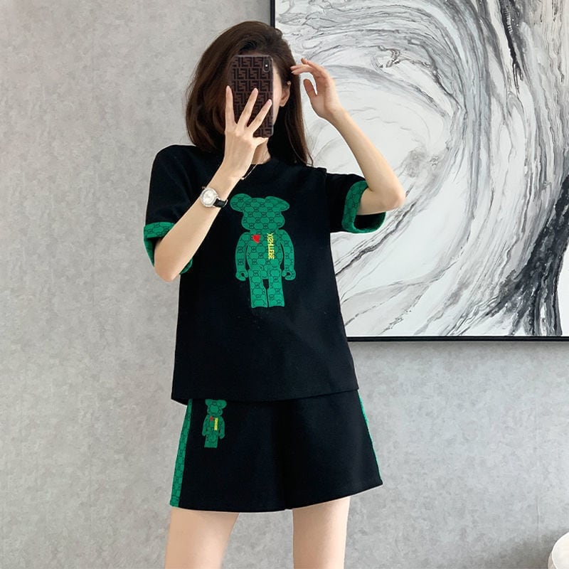 大好評 カジュアル 話題沸騰中 切り替え 全3色 半袖 Tシャツ ショートパンツ セットアップ ＜U-9007＞