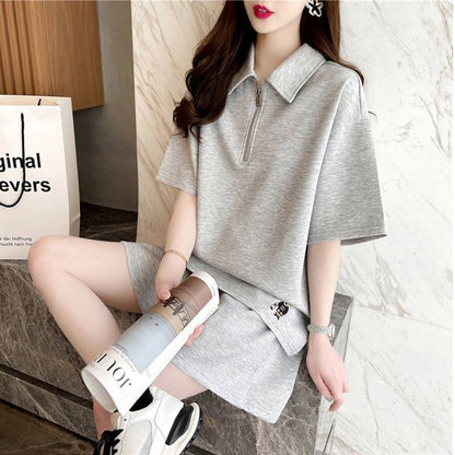 ファッション 切り替え ゆったり感アップ Tシャツ＋ショートパンツ セットアップ＜U-3616＞