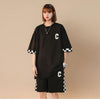 超人気  ルーズ アメリカンスタイルのカジュアルなクロップドジャケット<U-5164> 半袖Ｔシャツⅹパンツセット全2色 <U-8209>
