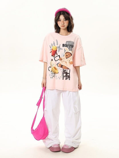 売れ筋 早い者勝ち 絶対流行 カジュアル 2色選択 Tシャツ<U-11178>
