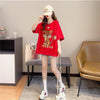 デザイン感 切り替え チャーミング プリント Tシャツ カットソー＜U-3401＞