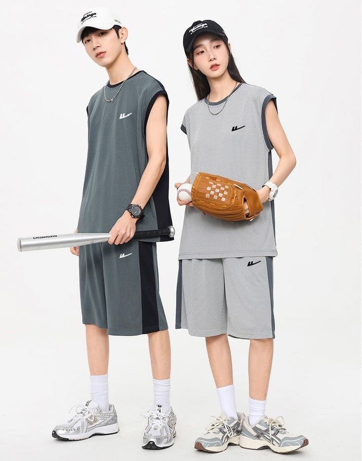 売り切れ必至 ファッション 超人気 男女兼用 ノースリーブＴシャツⅹパンツセット全5色<U-8754>