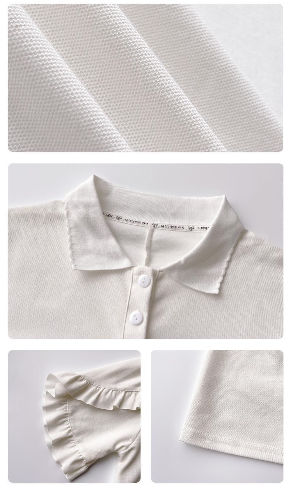 おすすめ POLOネック シンプル フリル ロング Tシャツ 三色 ゆったり半袖 ＜U-3055＞