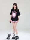 着回し力抜群 レース スウィートプリント 全2色 半袖Tシャツ ＜U-8711＞