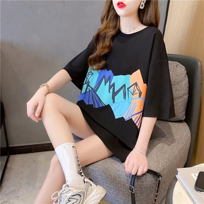 個性的なデザイン ラウンドネック 一目惚れ プリント Tシャツ カットソー＜U-3009＞