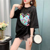 スタイリッシュ 切り替え 一目惚れ プリント Tシャツ カットソー＜U-3579＞