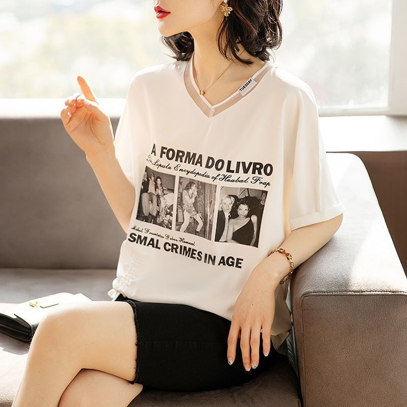 話題沸騰中 ファッション 着回し力抜群 プリント 2色選択 半袖Tシャツ＜U-8621＞