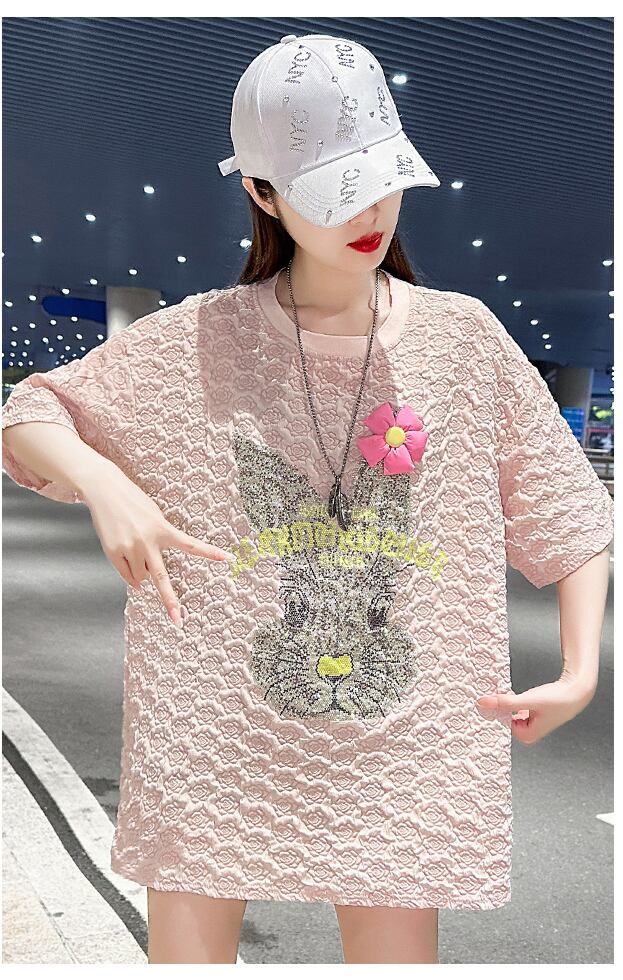 話題沸騰中 キュート カジュアル ホットダイヤモンド 半袖Tシャツ＜U-8626＞