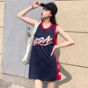 キュートでハンサムなスポーツスタイルのベストドレスバスケットボールユニフォームルーズミッドレングスノースリーブTシャツトップ   ＜U-2853＞
