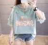 エレガントなレースステッチ半袖Tシャツ<U-3030>
