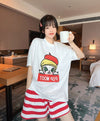 夏に嬉しい機能付き パジャマ 真夏も快適 全2色 半袖トップスⅹショートパンツセット<U-9183>