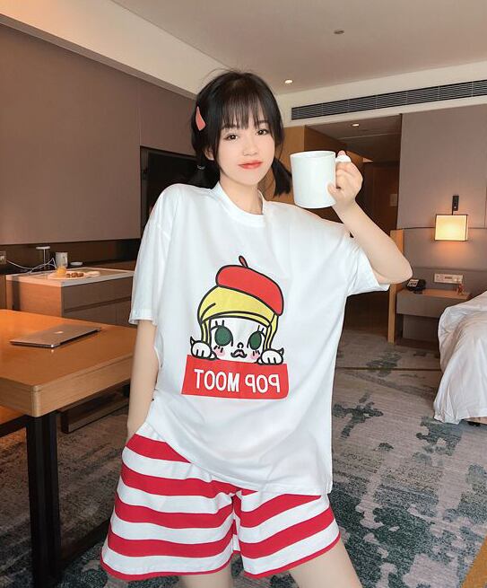夏に嬉しい機能付き パジャマ 真夏も快適 全2色 半袖トップスⅹショートパンツセット<U-9183>