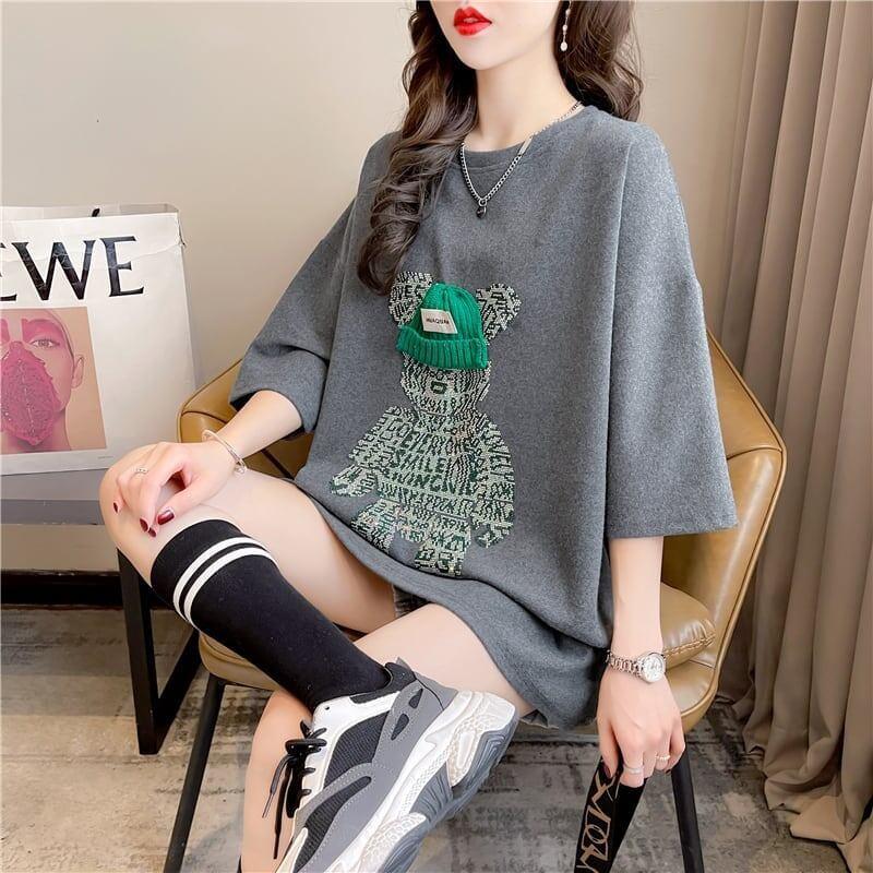 好感度満載 ラウンドネック スタイリッシュ プリント Tシャツ カットソー＜U-2795＞